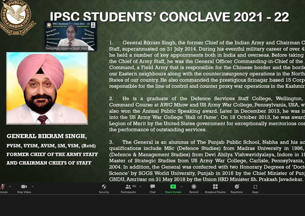 PPS organises online IPSC Students’ Conclave 2021 – 22